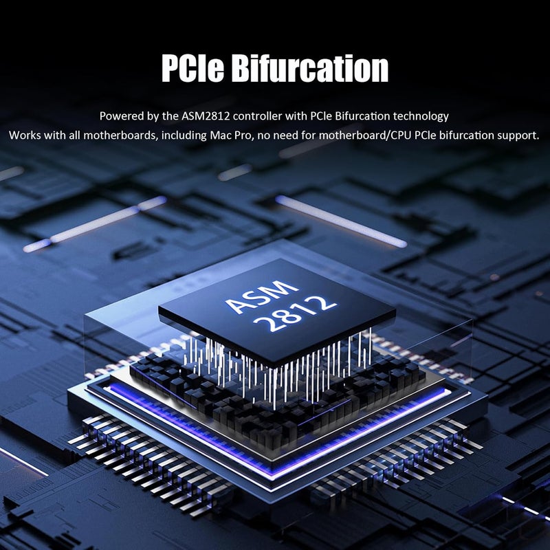 GLOTRENDS بطاقة محول SF22 2-Port SFF-8643 (Mini-SAS HD) إلى PCIe 3.0 X4 مع وظيفة تقسيم PCIe، حوامل عادية ومنخفضة الملف - Image 4